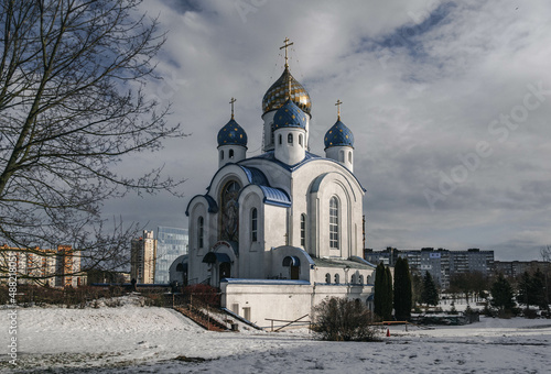 The Church of the Resurrection of Christ is an Orthodox church in the Zeleny Lug microdistrict of Minsk. photo