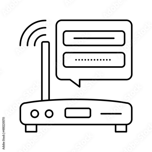 wifi router password line icon vector illustration