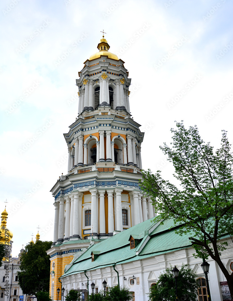 Kiev, Ukraine - Great Lavra Bell Tower in Monastery Complex Pechersk Lavra; .Kiev Monastery of Caves