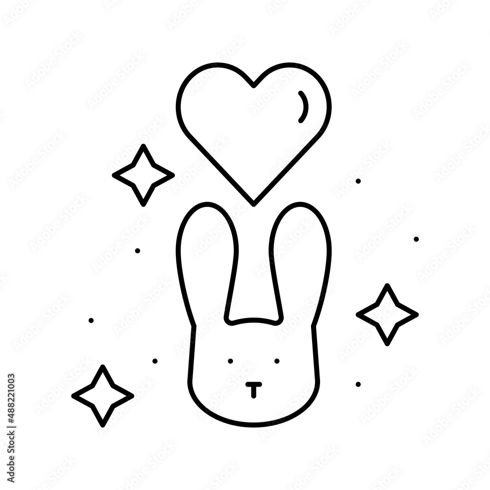 love rabbit line icon vector illustration