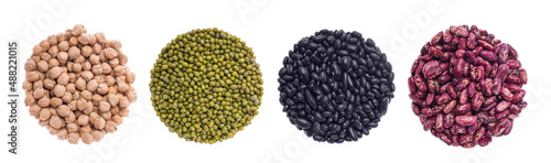 фотографія different types of beans on a white isolated background