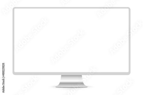 Realistic modern thin frame display computer monitor vector illustration. PNG photo