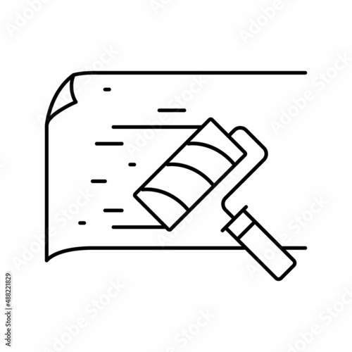 gluing wallpaper line icon vector illustration