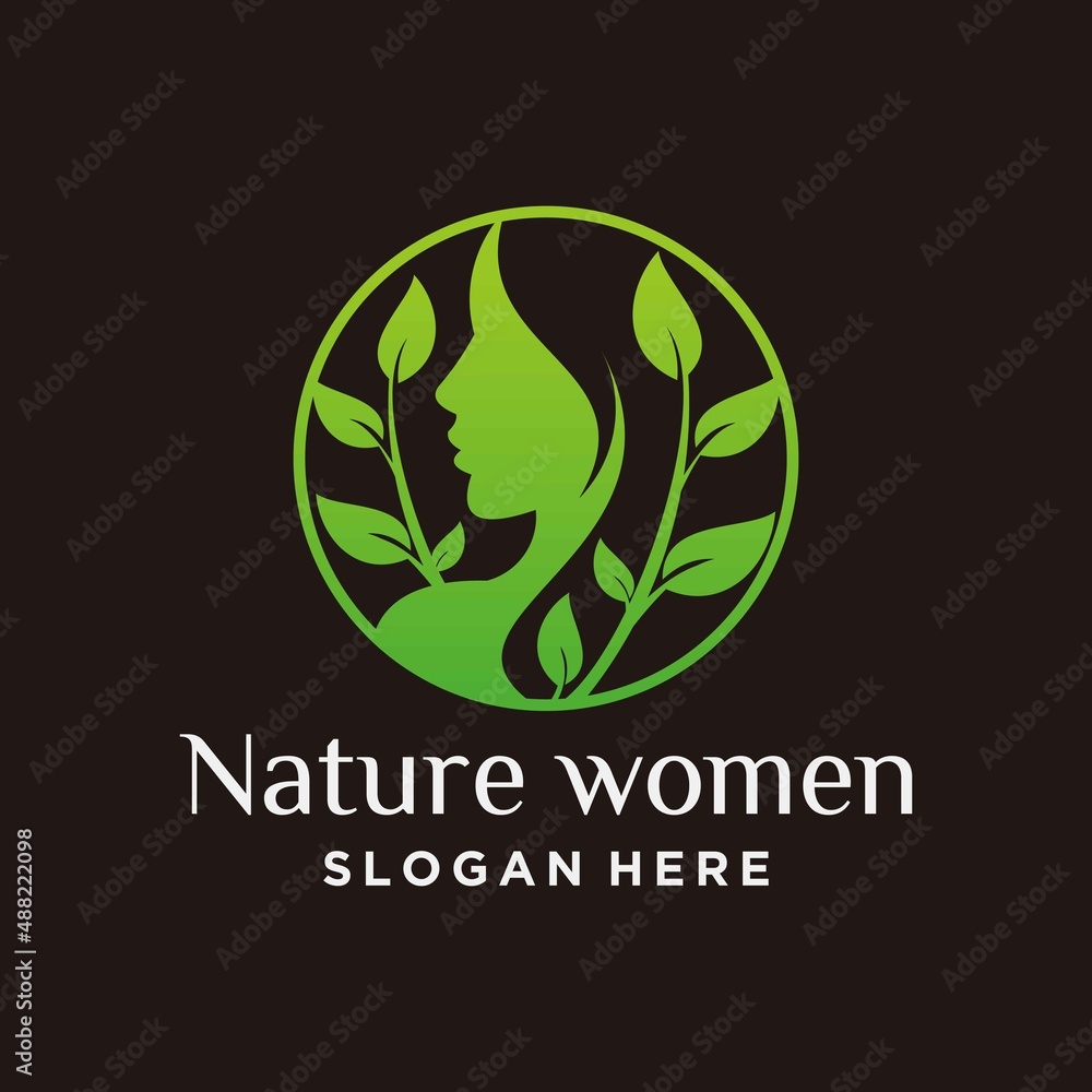 Pure beauty logo design with leaf art pure beauty logo natural concept