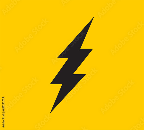 Power energy vector emblem. Electricity flash symbol. Charge or danger icon