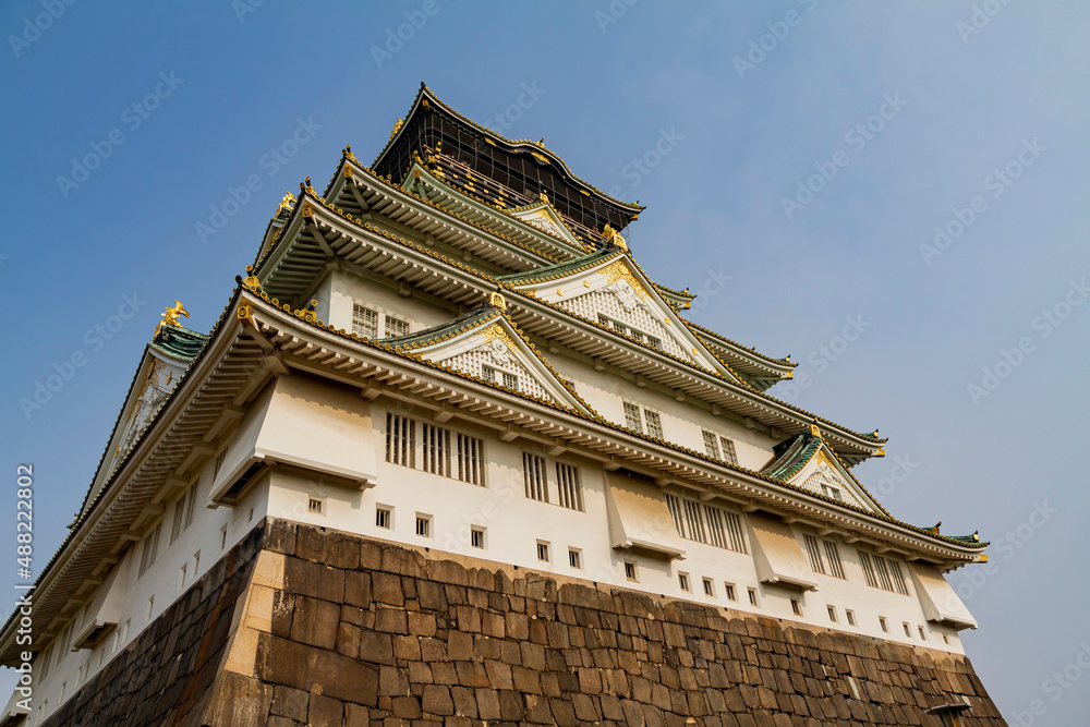Sunny view of the famous Osaka Castle Sunny view of the famous Osaka Castle