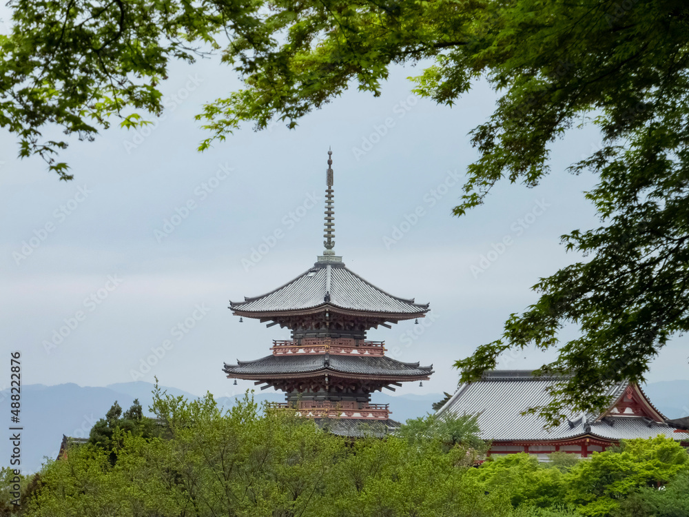 Overcast view of the famous Kiyomizu dera Temple Overcast view of the famous Kiyomizu dera Temple