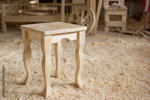 Wooden chair on the furniture factory