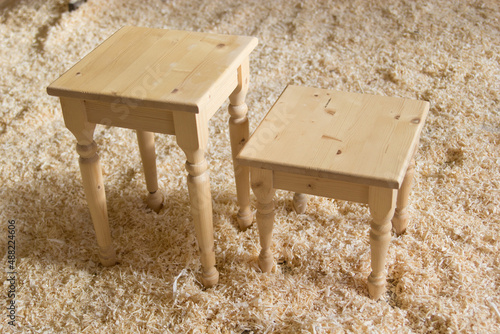 Wooden chairs at furniture factory