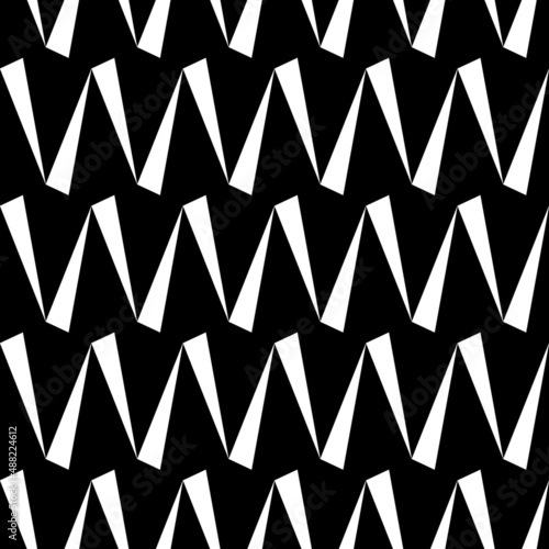 Seamless pattern with zigzag lines. Triangular waves ornament. Jagged stripes. Triangle shapes background. Repeated chevrons wallpaper. Triangles image. Digital paper, textile print. Vector art.