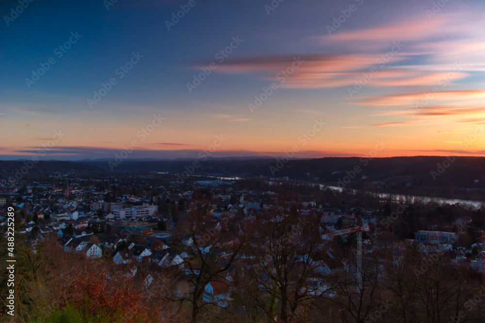 Panorama von Bad Honnef, Rhöndorf beim Sonnenuntergang