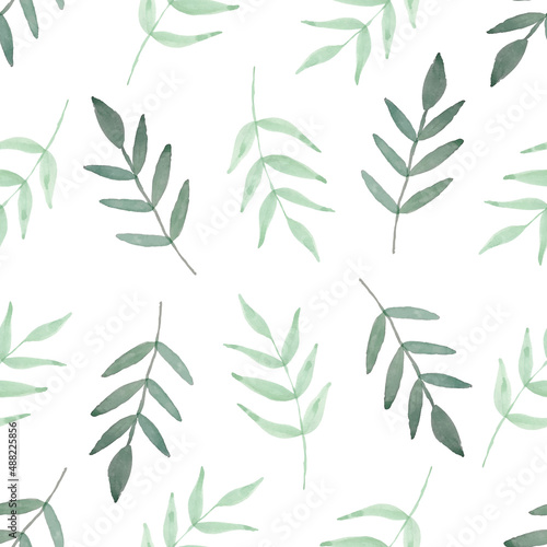 Watercolor leaf seamless pattern