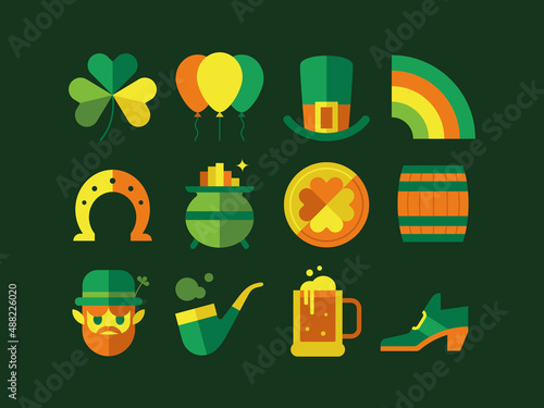 Set of icons for Saint Patrick's day. Irish icon set. 