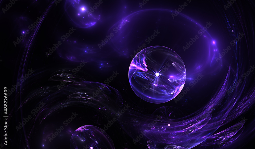 Fractal image with soap bubbles or deep space background. Quantum physics. Photon, atom, neutrino. Nanotechnology, nanocosmos, nanoworld. 3d illustration. Fractal image with soap bubbles or deep space background. Quantum physics. Photon, atom, neutrino. Nanotechnology, nanocosmos, nanoworld. 3d illustration.