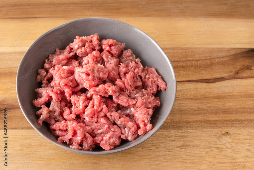 Uncooked Ground Beef in a Bowl Uncooked Ground Beef in a Bowl