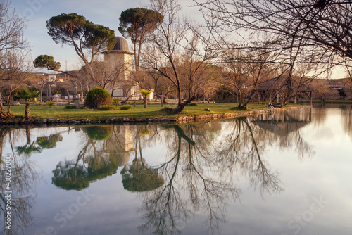 Thermal lake in Alhama de Aragon, famous for its spas, Spain photo