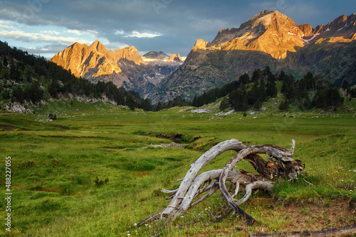 Benasque Valley at sunrise, Spanish Pyrenees photo