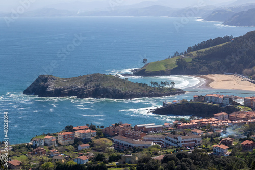 panoramic view of the town of lekeitio on the coast of the cantabrian sea