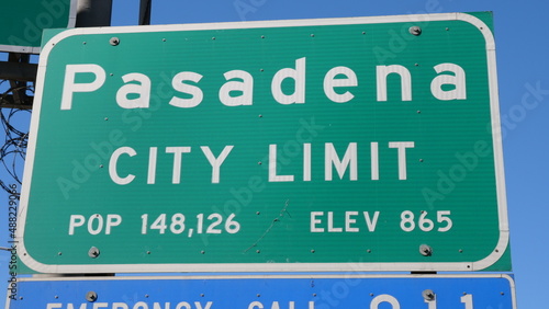 Pasadena California Public Welcome Sign
