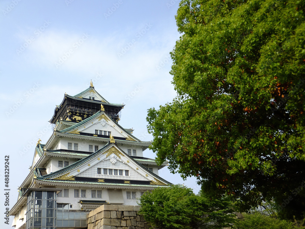 Sunny view of the famous Osaka Castle Sunny view of the famous Osaka Castle