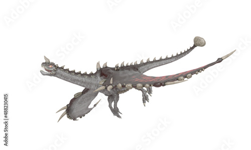 stone dragon is flying side view