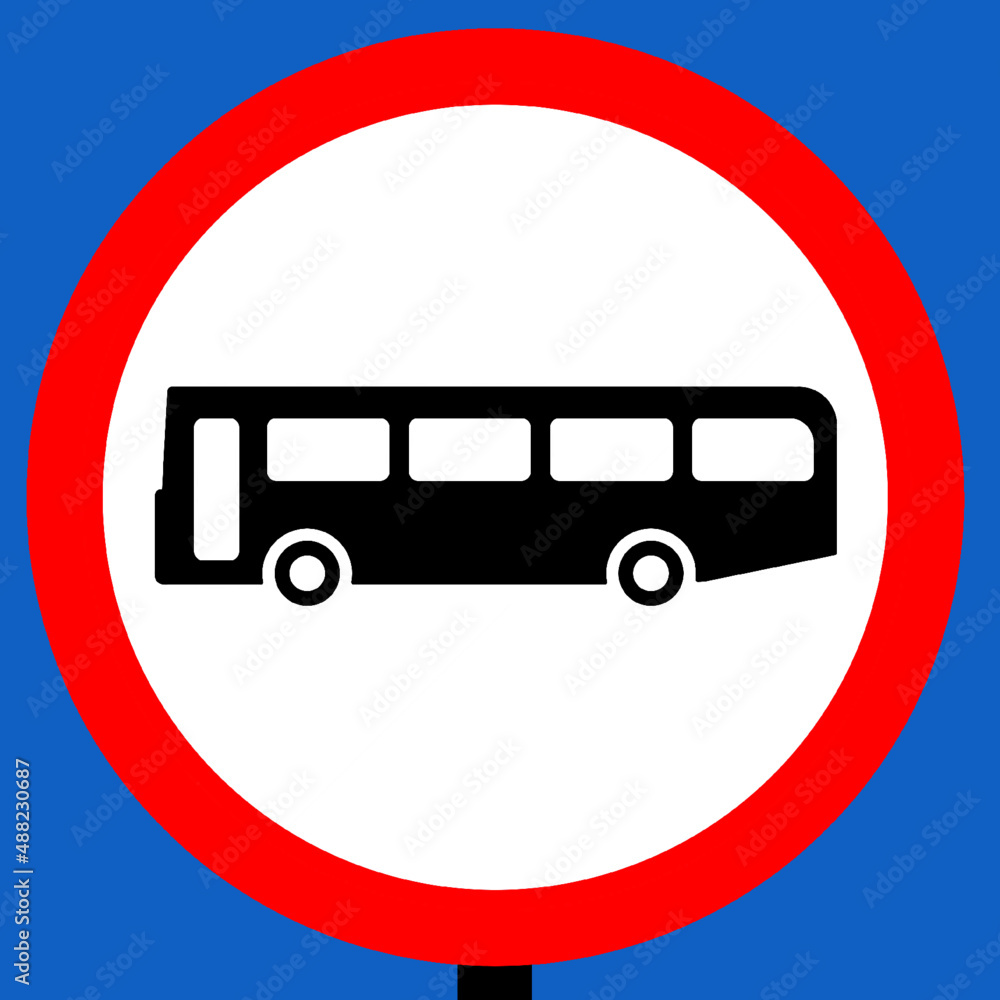 No buses over with 8 passenger seats or over allowed on this road sign No buses over with 8 passenger seats or over allowed on this road sign
