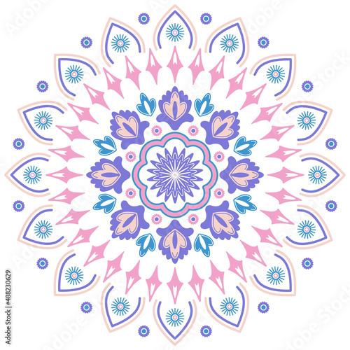 Obraz na płótnie Ornamental flower mandala. Isolated vector illustration. Pastel colors style w salonie