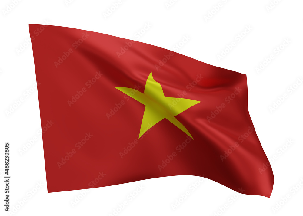 3d flag of Vietnam isolated against white background. 3d rendering. 3d flag of Vietnam isolated against white background. 3d rendering.