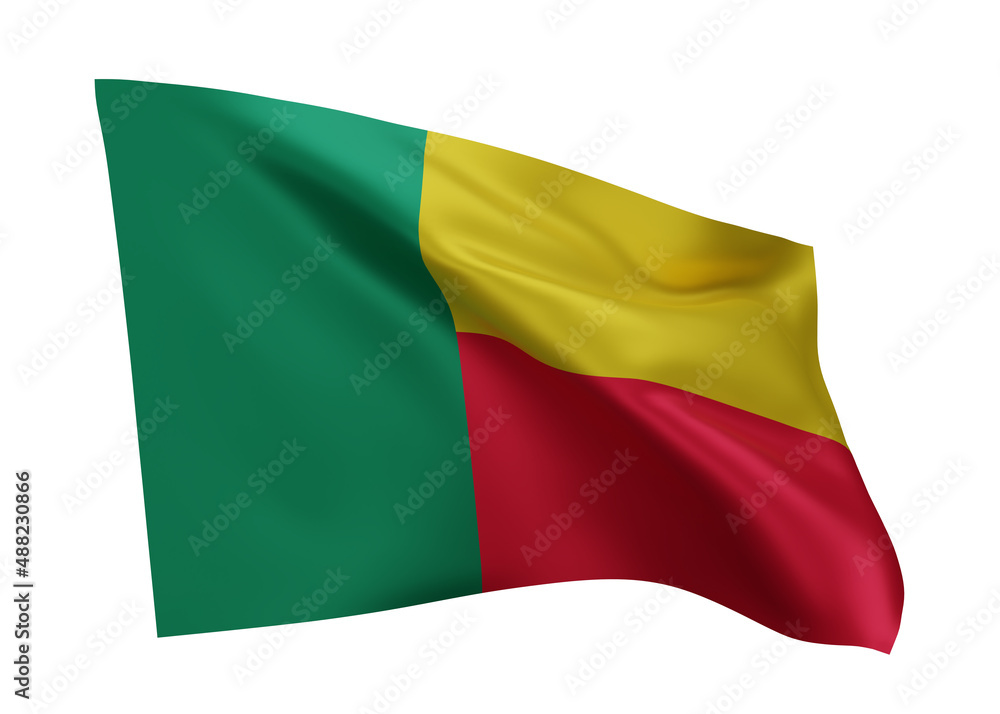 3d flag of Benin isolated against white background. 3d rendering.