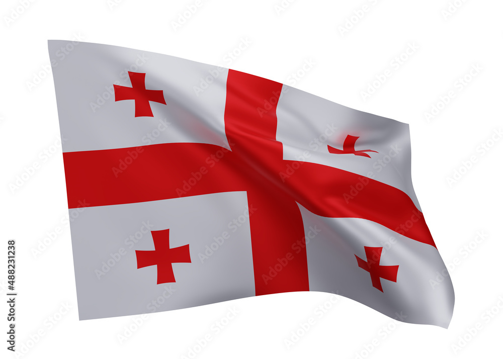 3d flag of Georgia isolated against white background. 3d rendering.