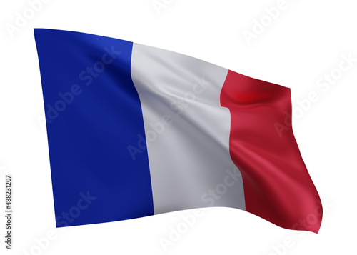 3d flag of France isolated against white background. 3d rendering.