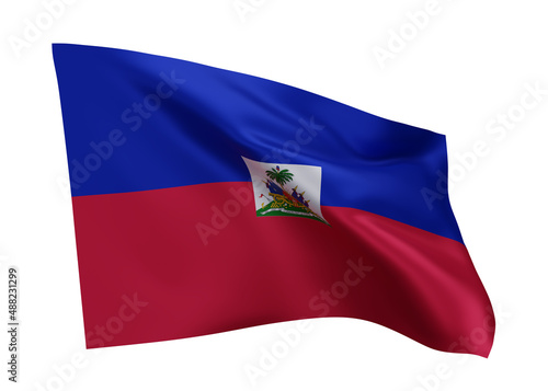 3d flag of Haiti isolated against white background. 3d rendering.