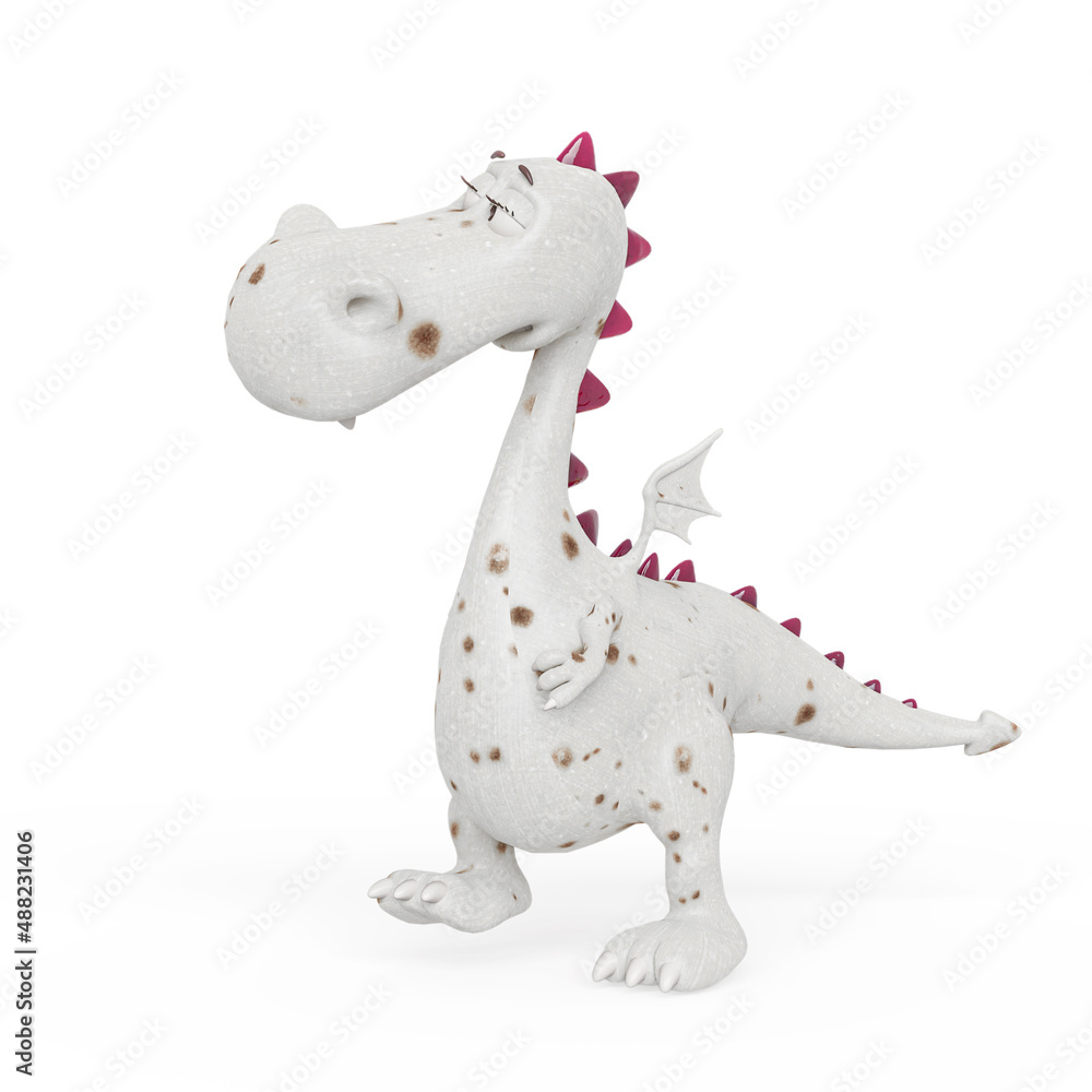 baby dragon is walking up on white background baby dragon is walking up on white background