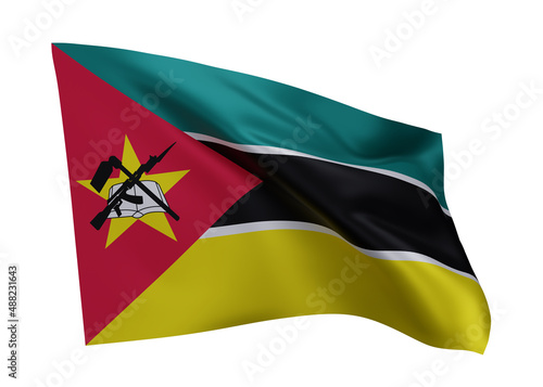 Free Download 3d flag of Mozambique isolated against white background. 3d rendering. - GFXLoad