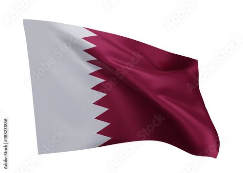 3d flag of Qatar isolated against white background. 3d rendering.