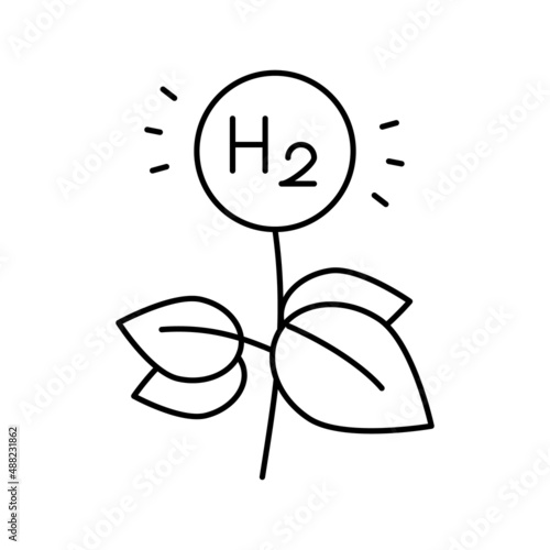 eco energy hydrogen line icon vector illustration
