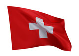 3d flag of Switzerland isolated against white background. 3d rendering.