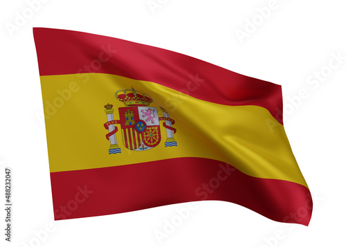 3d flag of Spain isolated against white background. 3d rendering.