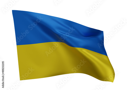 3d flag of Ukraine isolated against white background. 3d rendering.