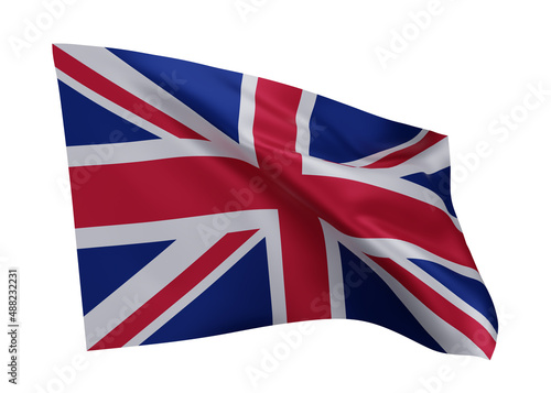 3d flag of United Kingdom isolated against white background. 3d rendering.