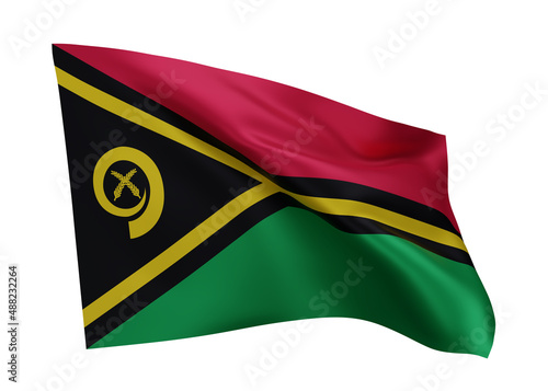 3d flag of Vanuatu isolated against white background. 3d rendering.