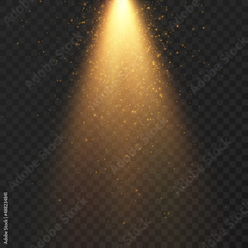 Rays of light flowing down. Abstract magic light background. Vector illustration.