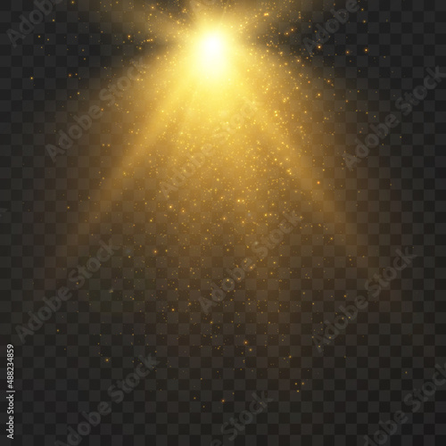 Rays of light flowing down. Abstract magic light background. Vector illustration.