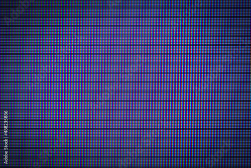 Monitor pixel horizontal line problem. Macro of horizontal pixels issue on a screen. Close up picture of the individual pixels that make up a LCD screen.