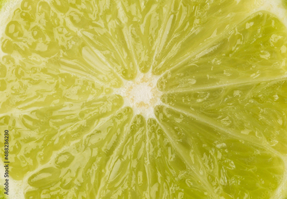 Lime slice close up. Nutrition and healthy lifestyle concepts. Background for inserting text.