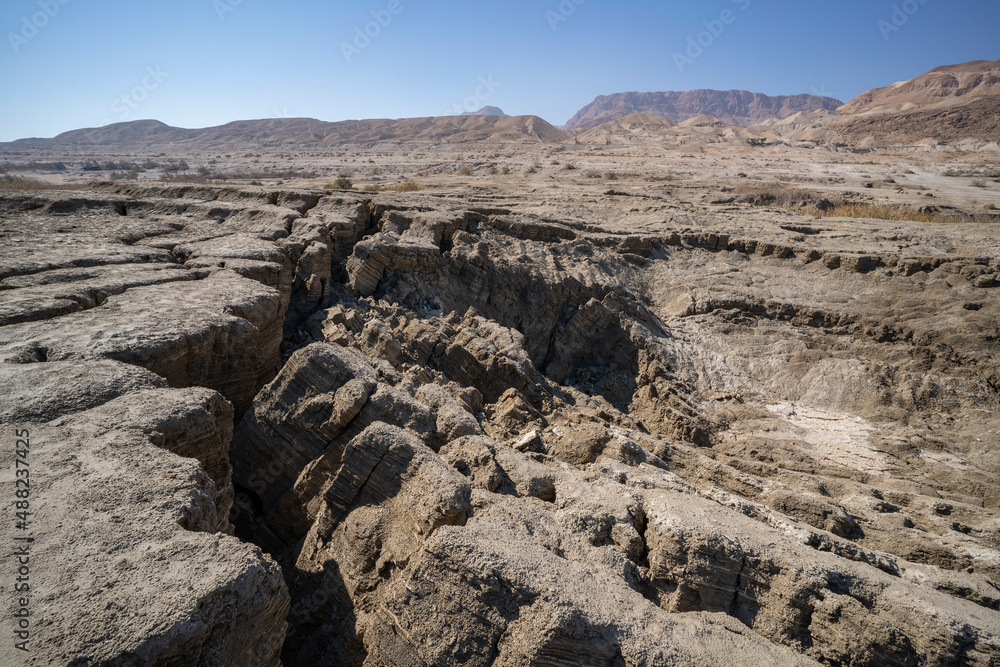 The Ground Collapses around a Sinkhole, Dead sea, Israel