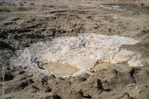 Fotografia, Obraz Salt and Mineral Sediments in a Sinkhole near the Dead Sea, Israel