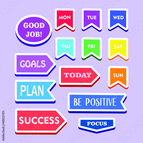 Set of Colorful Planning Quotes for Journal in Stickers free vector