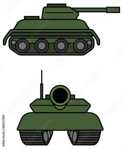 Simple Army Tank Front and Side Clipart Set 