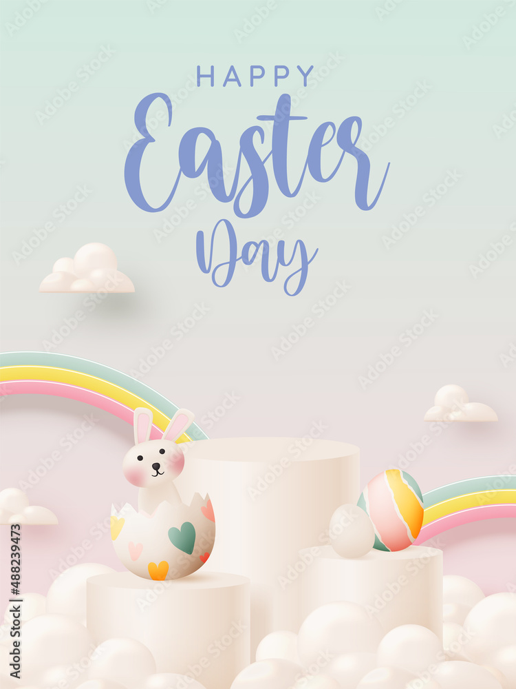 Happy easter day with cute rabbit Happy easter day with cute rabbit